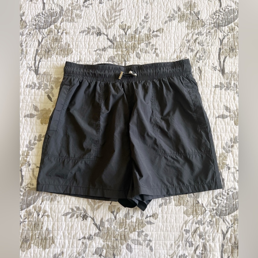 Zara Nylon Drawstring Athletic Shorts in Black • L